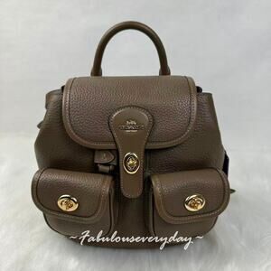 Coach Hadley Backpack In Leather Gold/Dark stone CBH09 NWT